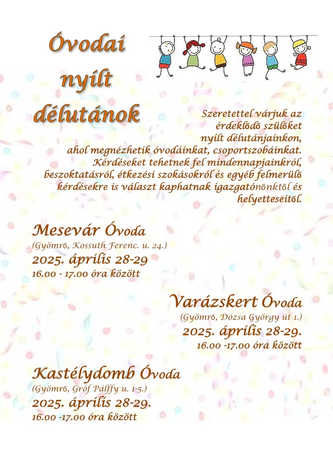 Szeretettel várjuk leendő ovisainkat és szüleiket!